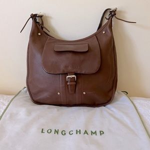 🐎 Longchamp Leather Crossbody Hobo Shoulder Bag with adjustable strap